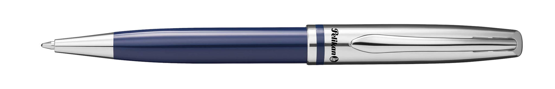 Pelikan Jazz Classic Ballpoint Pen, Medium Nib, Blue Ink Refill Included, Metal, Dark Blue, Blister