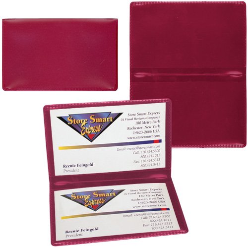 StoreSMART - Metallic Maroon Folding Business Card Holders - 25 Pack - Polypropylene Plastic