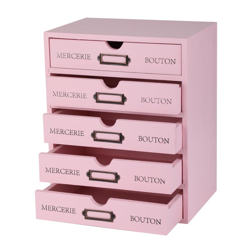 BoxSkivra Small Wooden Drawers Wooden Box with Drawer, Pink 5 Wood Drawer