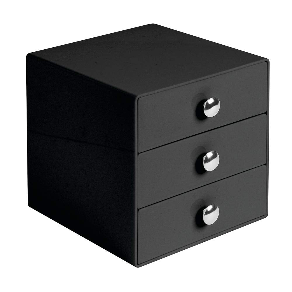 iDesign 35360 3-Drawer Plastic Vanity Organizer, Compact Storage Organization Set for Cosmetics