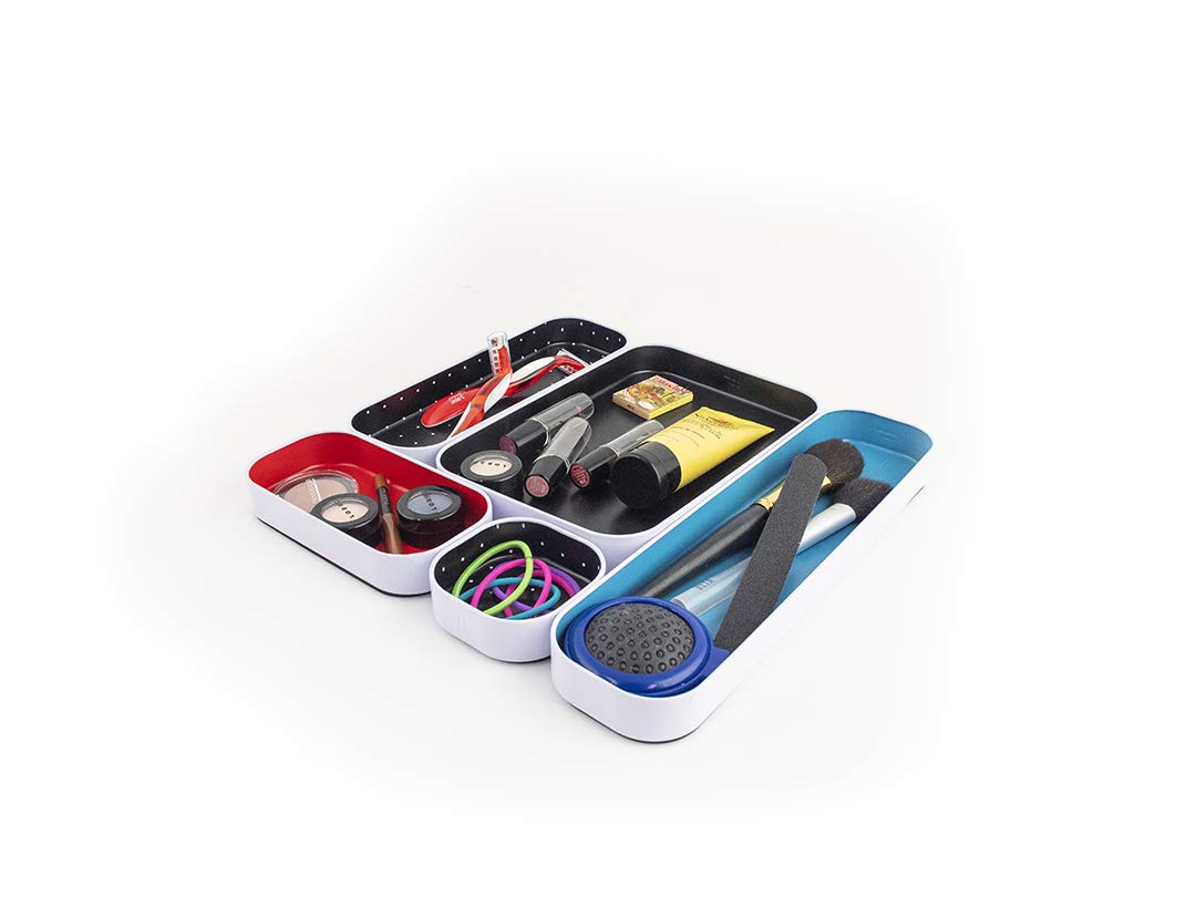 Three by Three Seattle Metal Drawer Organizer Tray Set, 5-Pc, 1" (Multi)
