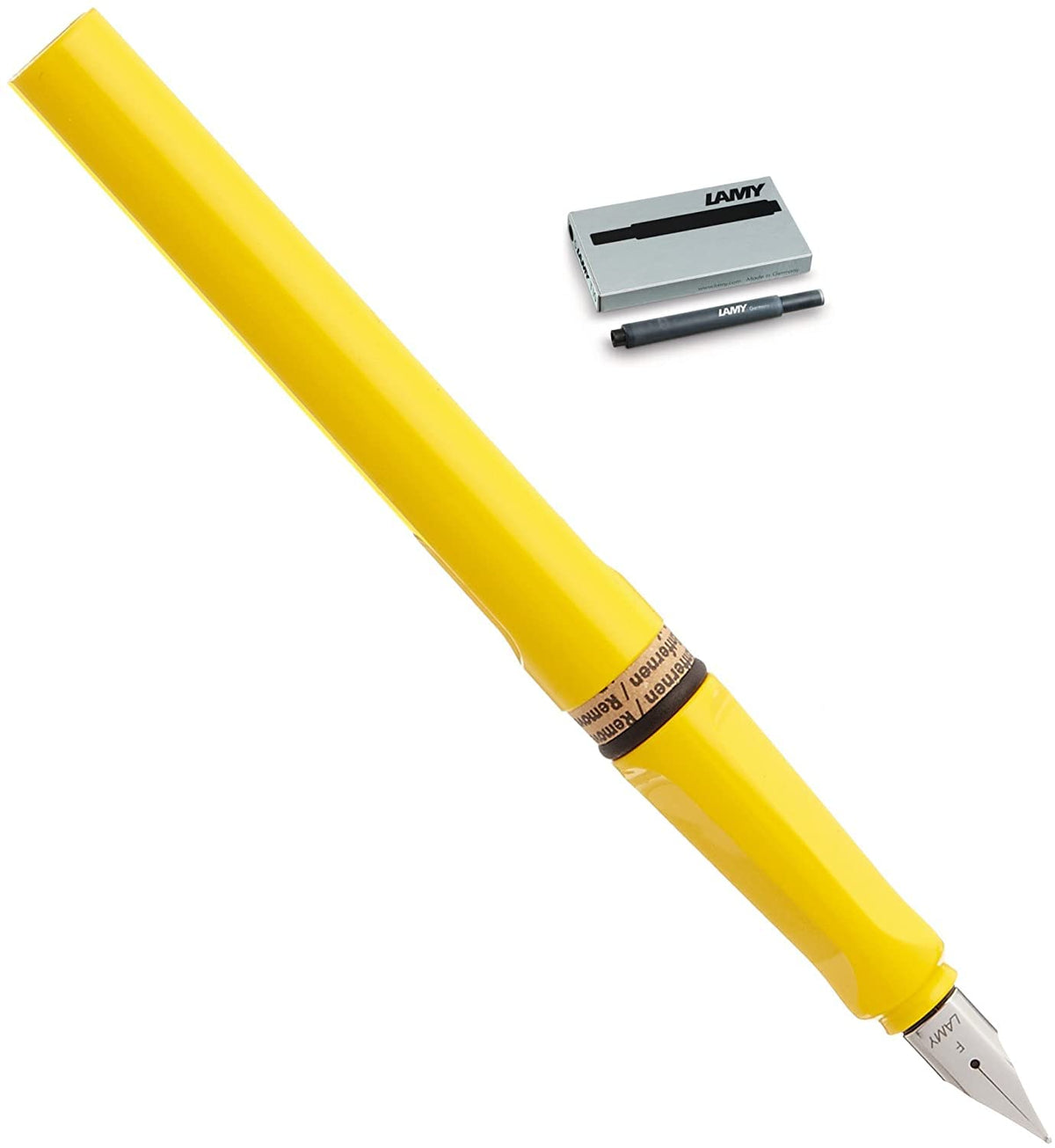 Lamy Safari Fountain Pen (18F) Yellow + 5 Black Ink Cartridges