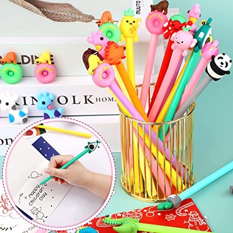 SANNIX 100 Pieces Cartoon Cute Pens Gel Ink RollerBall Pens Bulk Assorted