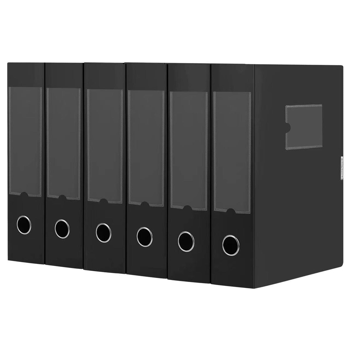 HUA JIE 6 Pack A4 Storage File Boxes Plastic Archives Cases with Lid,Black