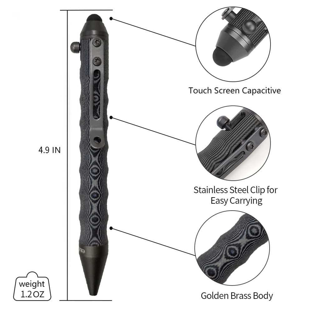 Cool Hand 4.5'' G10 EDC Ballpoint Ink Refillable Bolt Action Tactical Pens