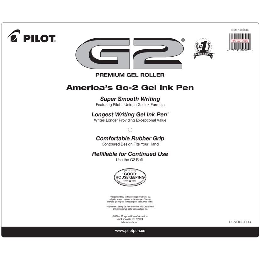 PILOT G2 Premium Gel Ink Pens, Fine Point 0.7mm, Assorted Inks, 20 Count