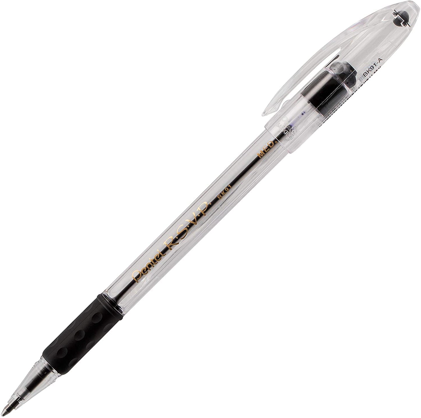 Pentel RSVP Medium Point Pens - 1.0mm - 12 Pack of 6 Black & 6 Blue Ballpoint Pens