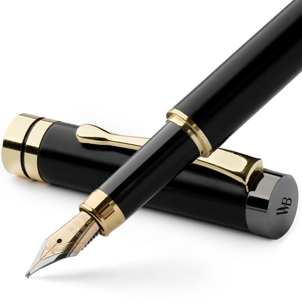 Wordsworth & Black Bamboo Wood Fountain Pen Set for Writing, Medium Nib