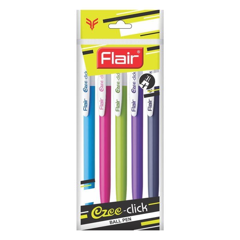 Flair Ezee Click Ball Pen Pouch Pack | 0.7 to 1 mm Tip Size | Retractable Mechanism with