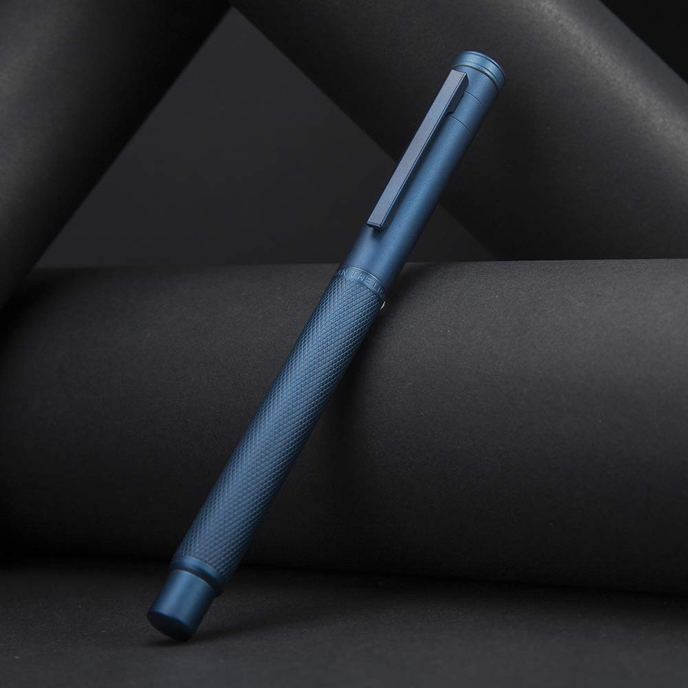 Hongdian 1851 Dark Blue Forest Fountain Pen Medium Nib, Classic Design with Converter and Metal Pen