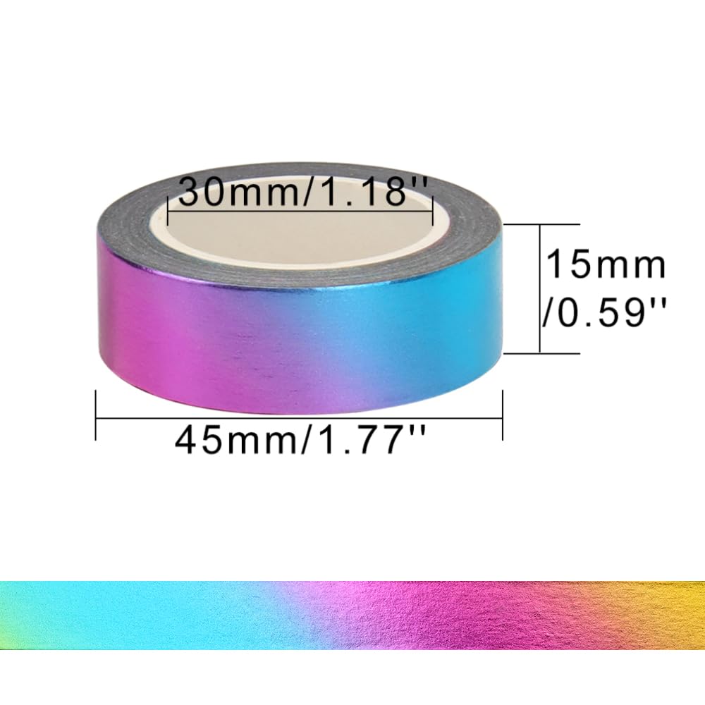 6 Rolls Solid Colorful Foil Washi Tape Set 15mm x 10m Length Colorful Paper Adhesive Masking Tapes