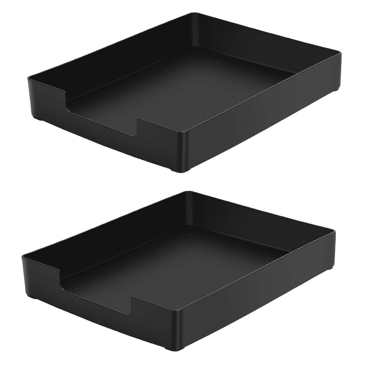 RHONZHAO Stackable Letter Tray, 2 Pack Black, Desk Organizer