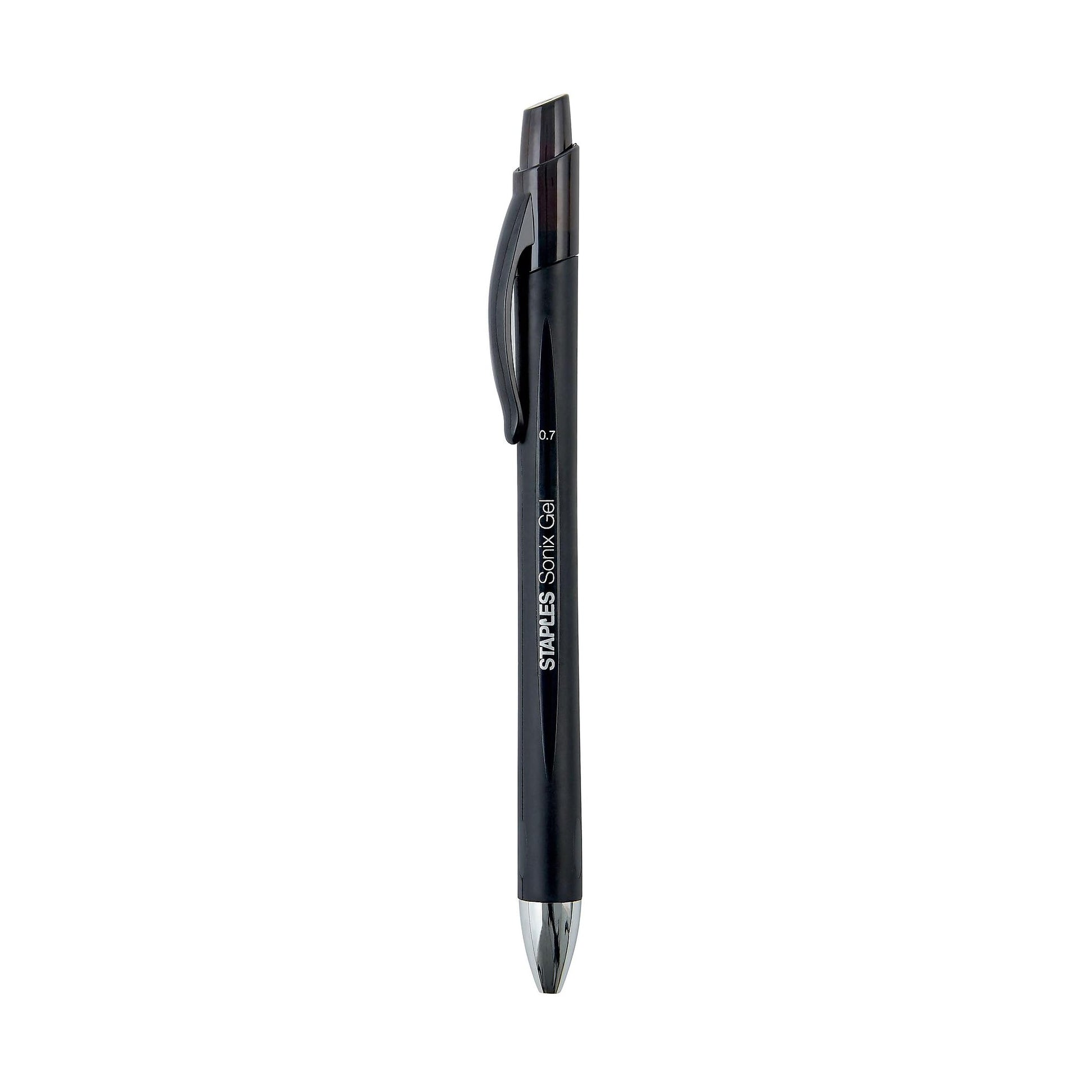 Staples Sonix Retractable Gel Pens, Medium 0.7mm, Black Ink, 36-Pack