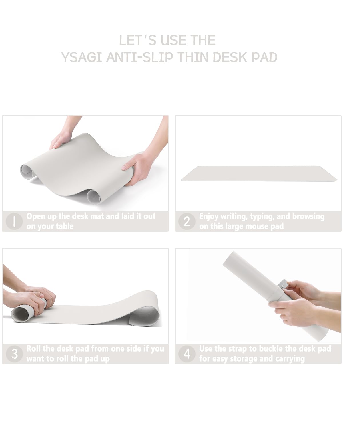 YSAGi Non-Slip Leather Desk Pad Long Size, Waterproof Laptop Computer Desk Keyboard Mat, Table