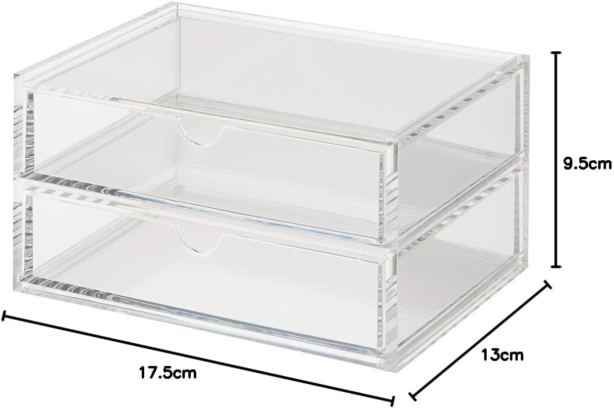 Muji Acrylic Stackable 2-Drawer Storage Case, Small,17.5 cm Width x 13 cm Depth x 9.5 cm Height