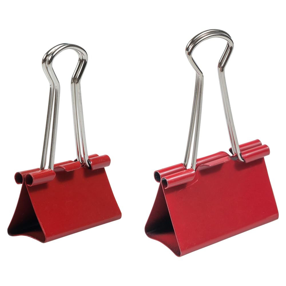 JAM PAPER Colorful Binder Clips Assortment - Medium & Large Size - Red Binderclips - 27 Clips/Pack