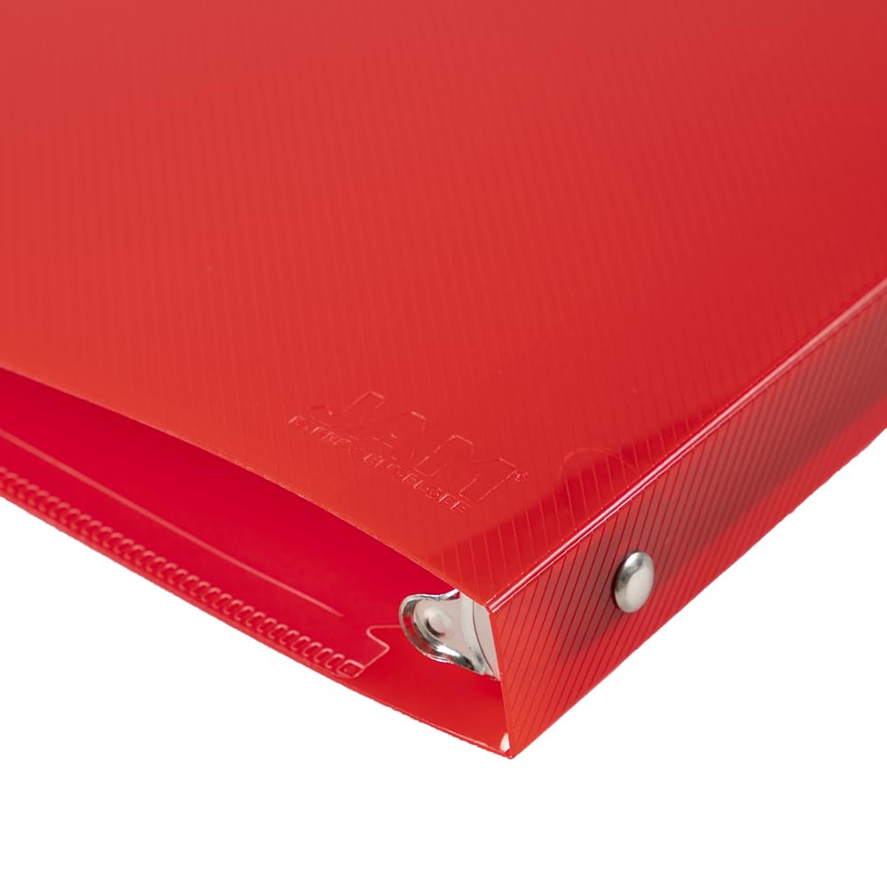JAM PAPER Plastic 0.5 inch Binder - Red 3 Ring Binder - Sold Individually