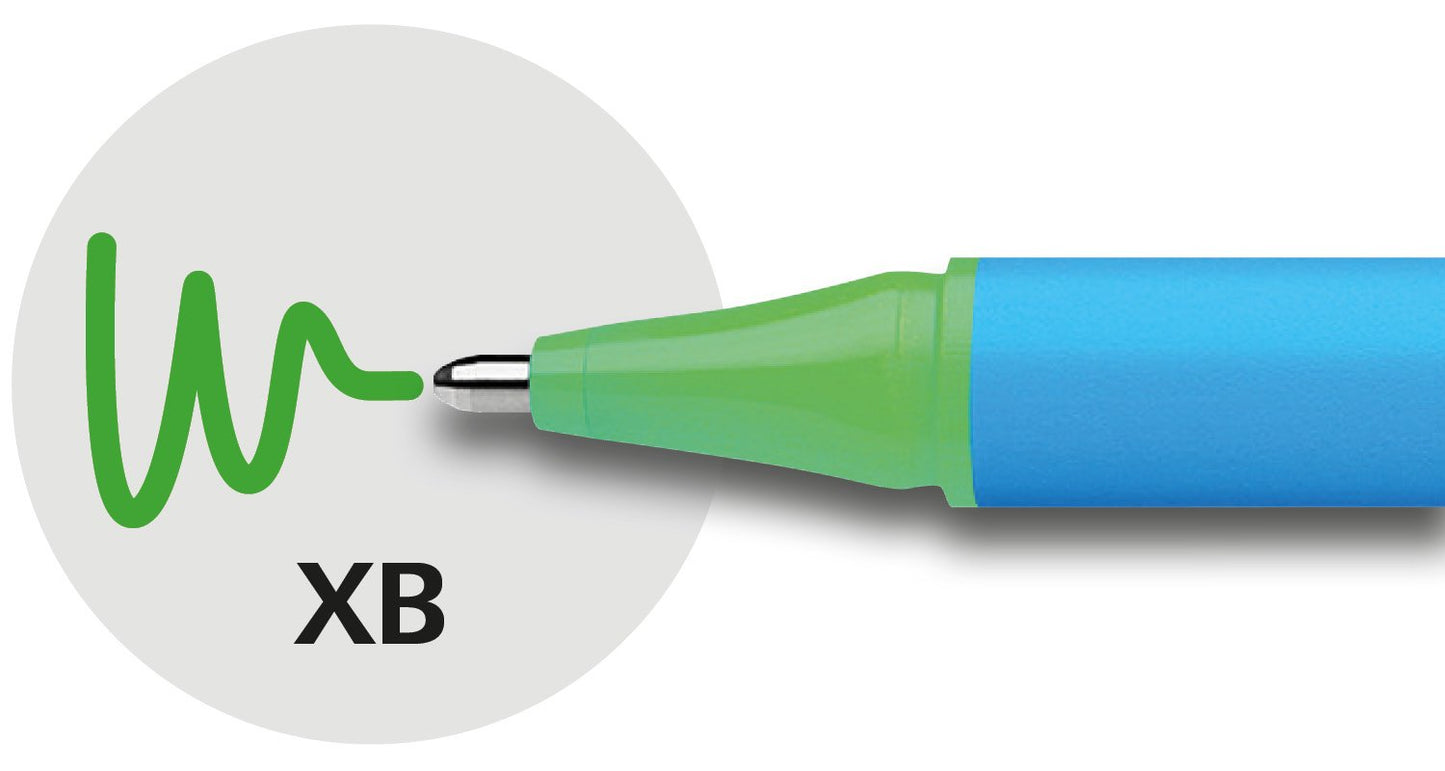 Schneider Slider Edge XB (Extra Broad) Ballpoint Pen, 1.4 mm, Light Blue Barrel, Green Ink, Box of