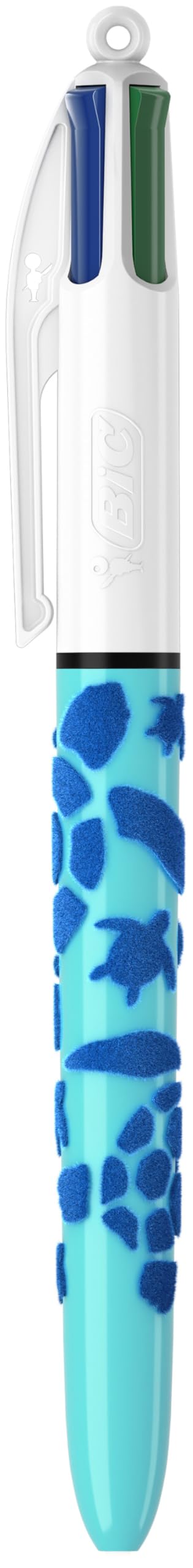 BIC 4 Colours Velours Ball Pens Medium Points (1.00 mm) Sea Life Theme - 3 Assorted Designs, Pack