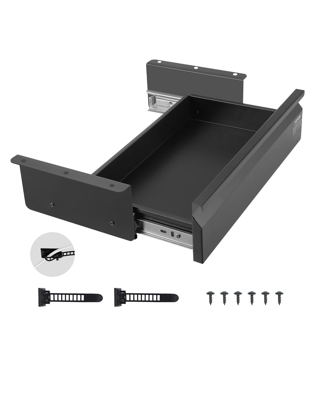 VEVOR Under Desk Drawer Slide Out, 16 inch Attachable Desk Drawer for Sit Stand Workstation, Hidden