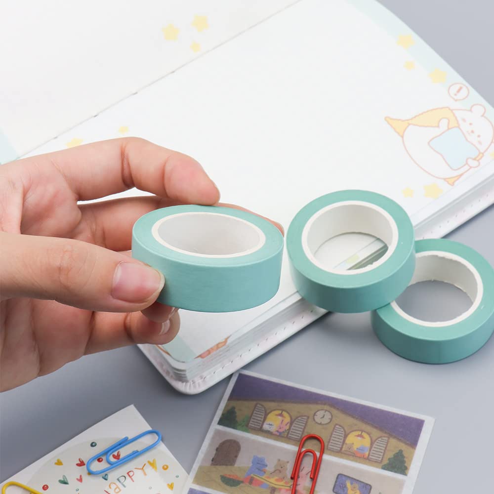 NatSumeBasics 2 Mint Green Washi Tapes Solid Masking Tape