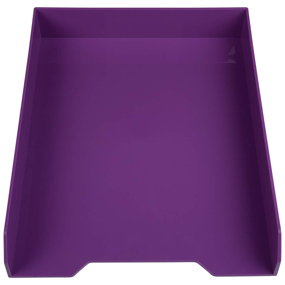 JAM PAPER Stackable Paper Trays - Purple - Desktop Document, Letter, & File Organizer Tray - Sold