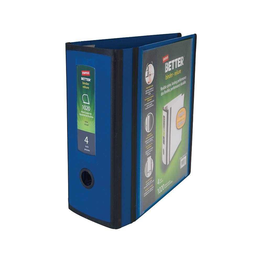Staples Better 4-Inch D-Ring View Binder, Blue, 800 Sheets