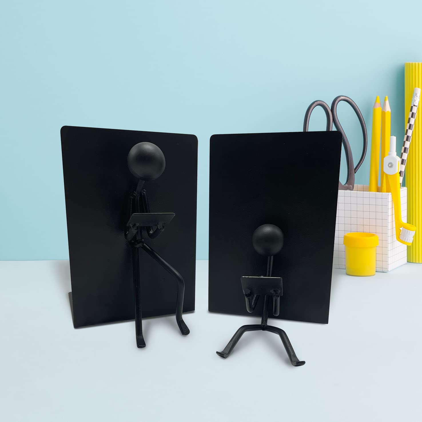 Ottimo Heavy Duty Metal Unique Office Desk Bookends for use as Bookshelf Decor, Home, Office or