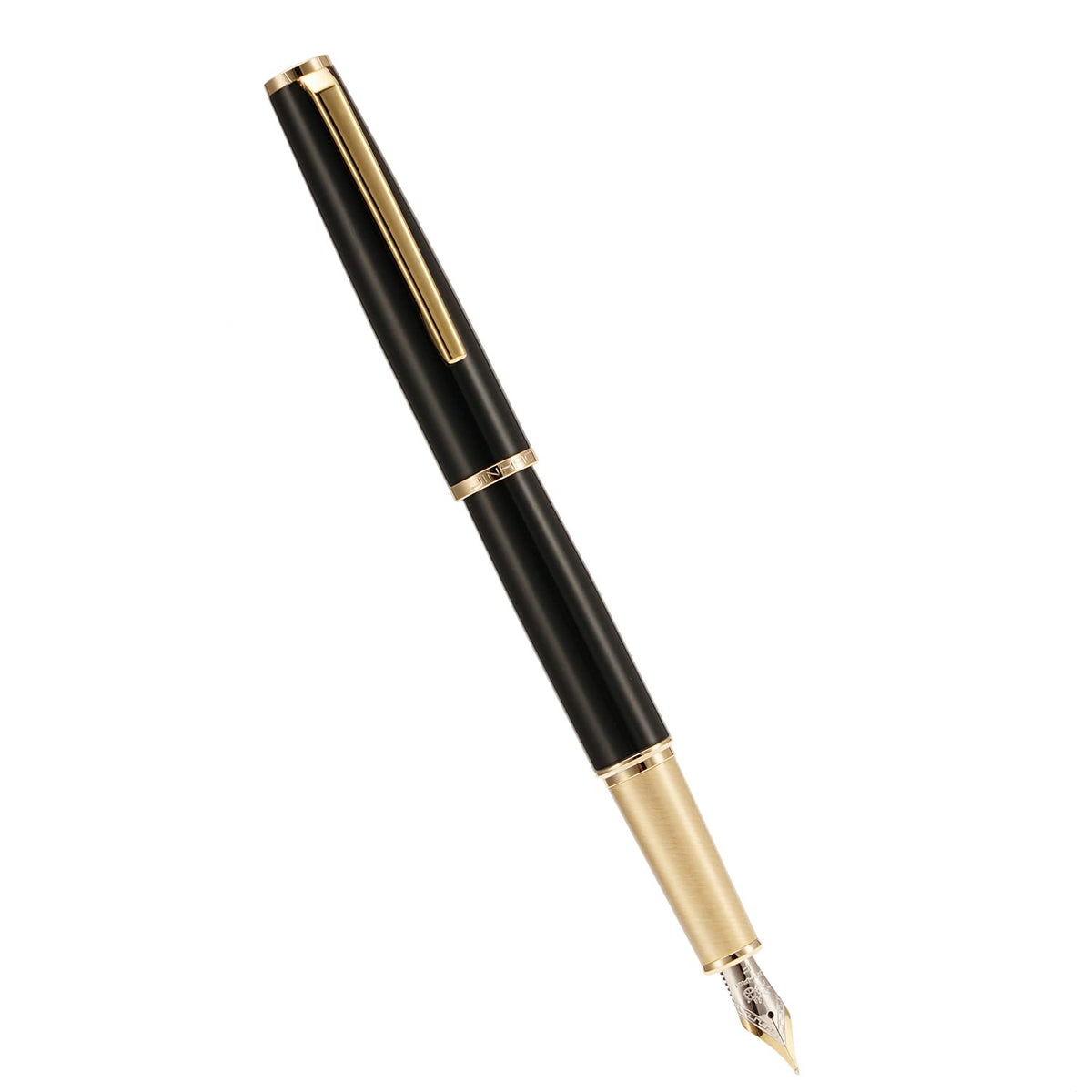 Jinhao 95 Metal Fountain Pen Fine Nib, Vivid Black with Golden Clip Writing Pen