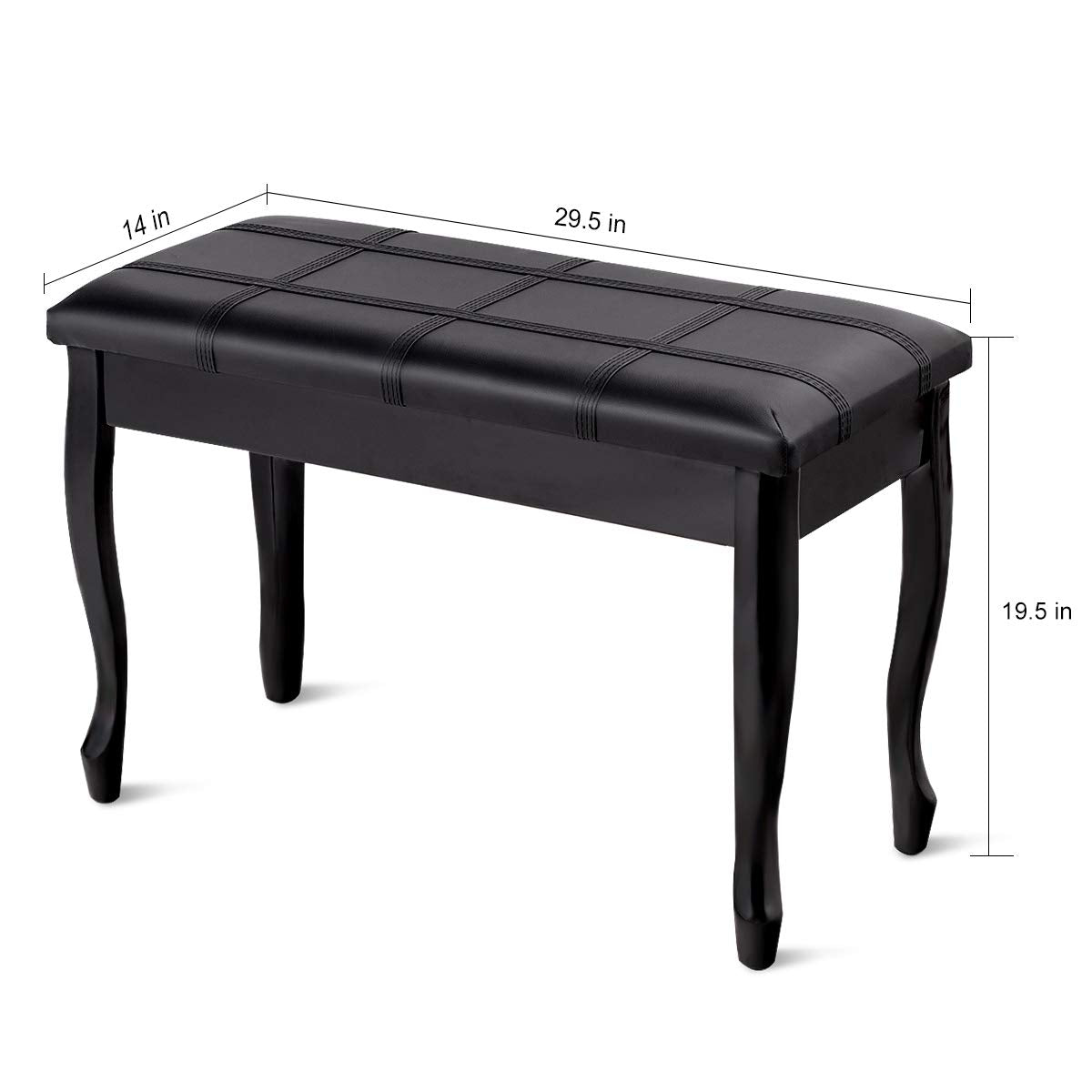 GOFLAME Piano Bench Stool with Padded Cushion and Music Storage, Heavy Duty Piano Duet Seat with PU