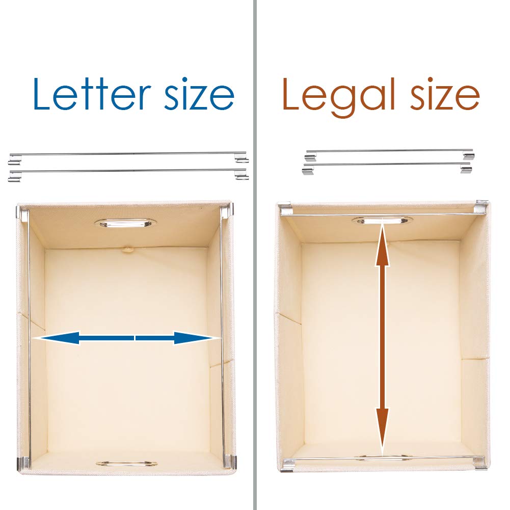 PRANDOM File Organizer Box - Set of 2 Collapsible Decorative Linen Filing Storage Hanging File