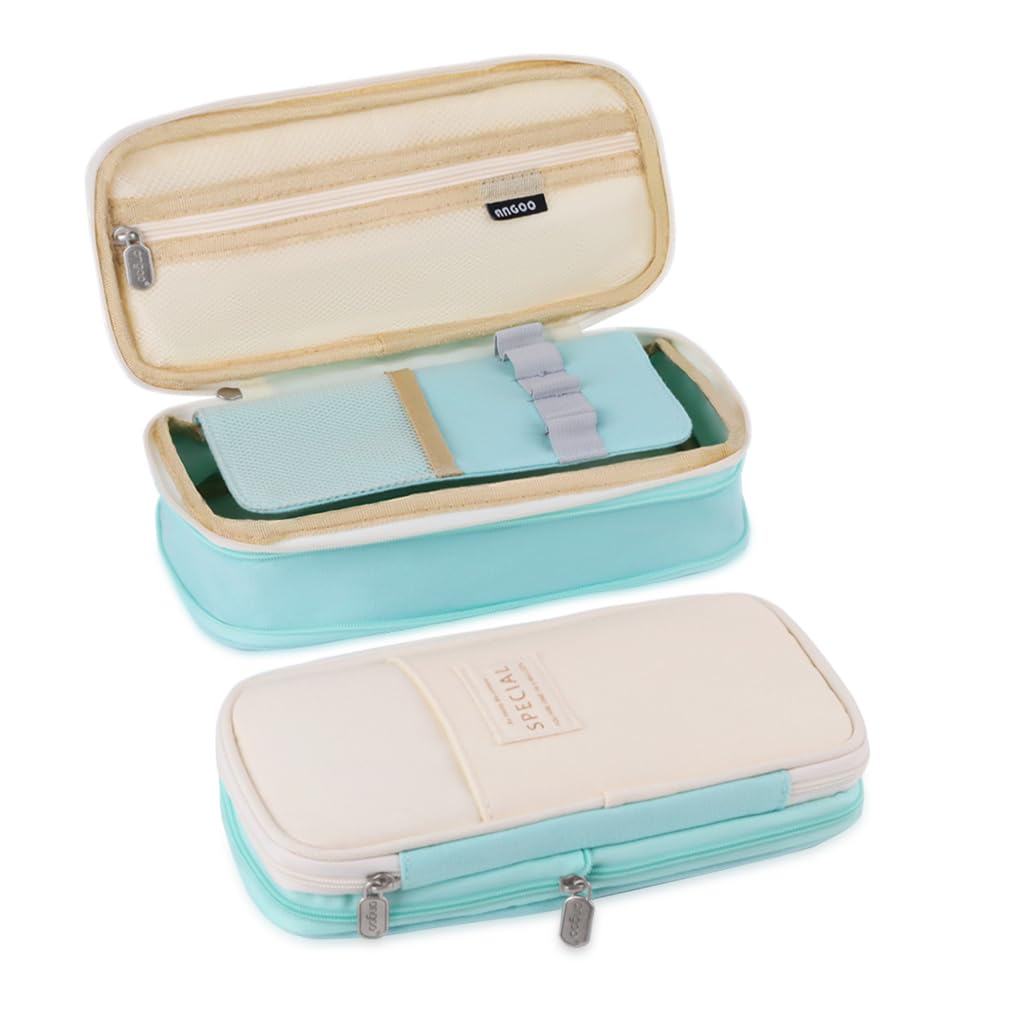 iSuperb Foldable Pencil Case Zipper Big Capacity Aesthetic Canvas Pencil Pouch Compartments
