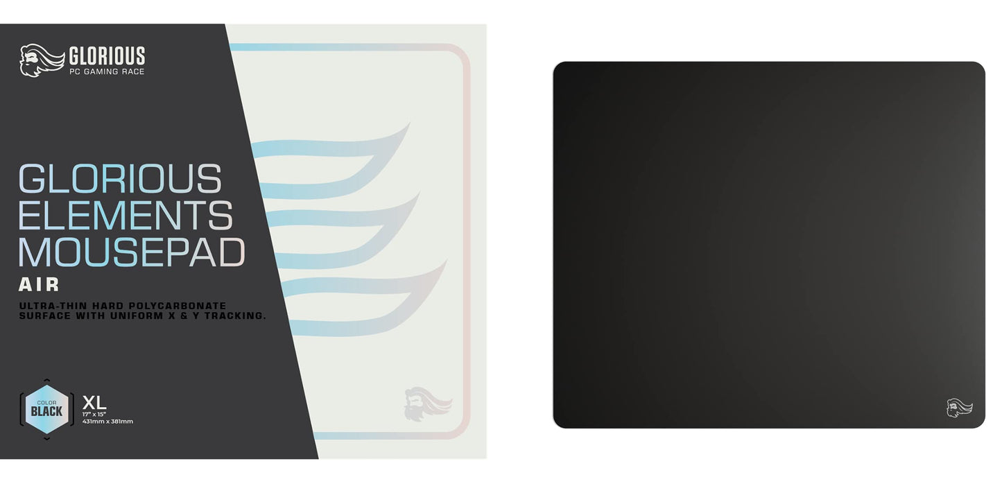 GLORIOUS Elements Air Mousepad - XL Hard and Ultra Thin Polycarbonate Flexible Surface Large Gaming