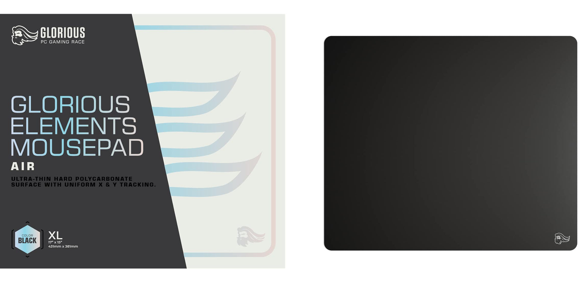 GLORIOUS Elements Air Mousepad - XL Hard and Ultra Thin Polycarbonate Flexible Surface Large Gaming