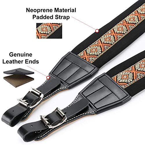 BestSounds Accordion Straps, Soft Padded Adjustable Accordion Genuine Leather Ends Shoulder Straps