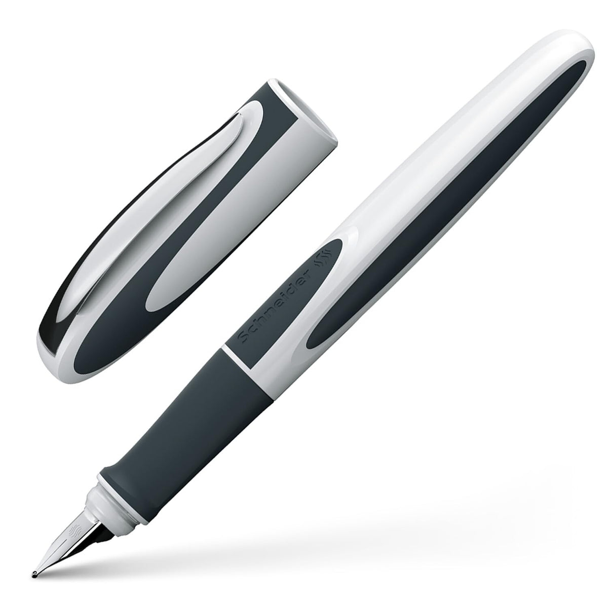 Schneider Ray Fountain Pen, Blue Ink, White/Dark Gray Barrel, 1 Each (168249)