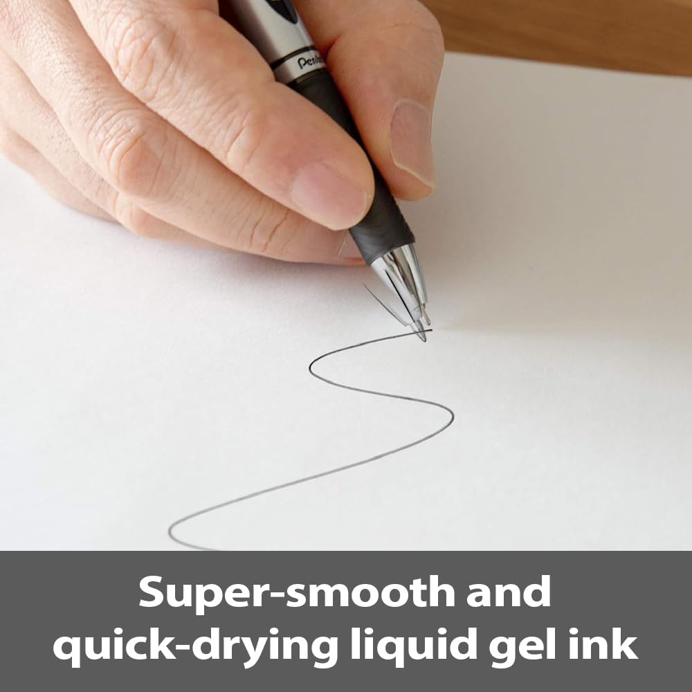 Pentel EnerGel BL77-D Gel-Ink Roller Ball Pen with Push-Button Mechanism 0.35 mm - Green (Pack of