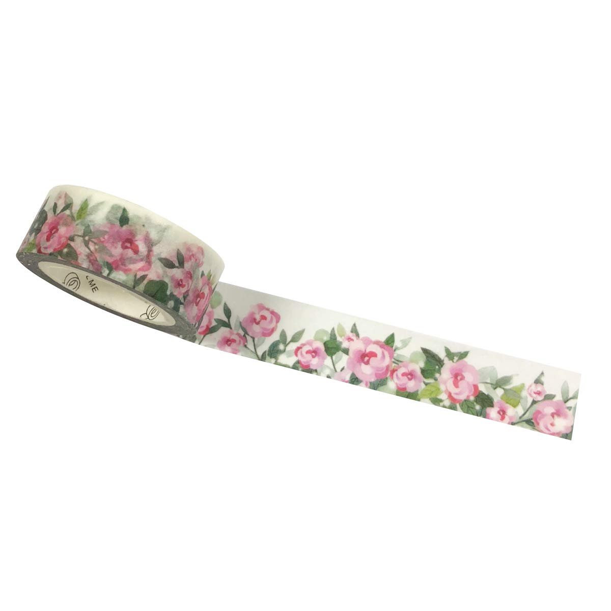 Wrapables Flowers and Greens Washi Masking Tape, 15mm x 7m Precious Pink