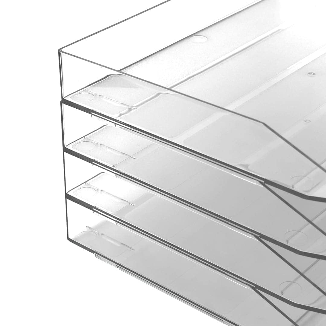 Acrimet 4 Tier Paper Organizer Letter Tray – Plastic Stackable Desk File Organizer, Side Load Paper