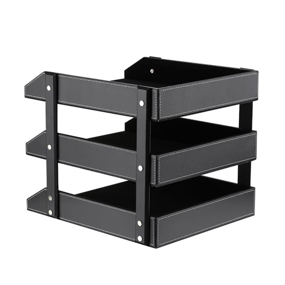 Leather Desk Organizer, NIFIVE Stackable Document Tray, Perfect Desktop Organization Holder for