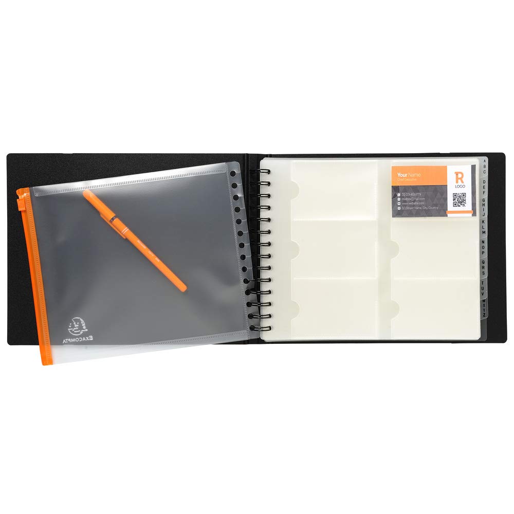 Exacompta - Ref 75134E - Exactive - Exacard Business Card Holder - 20 x 25 cm in Size, Holds Up to