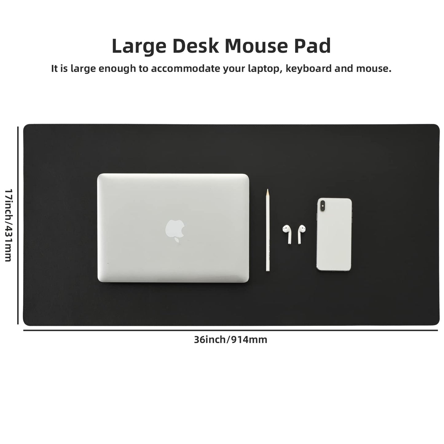 Leather Desk Pad,Wolaile 36x17 inch Large Mouse Pad,Waterproof Non-Slip Writing Desk