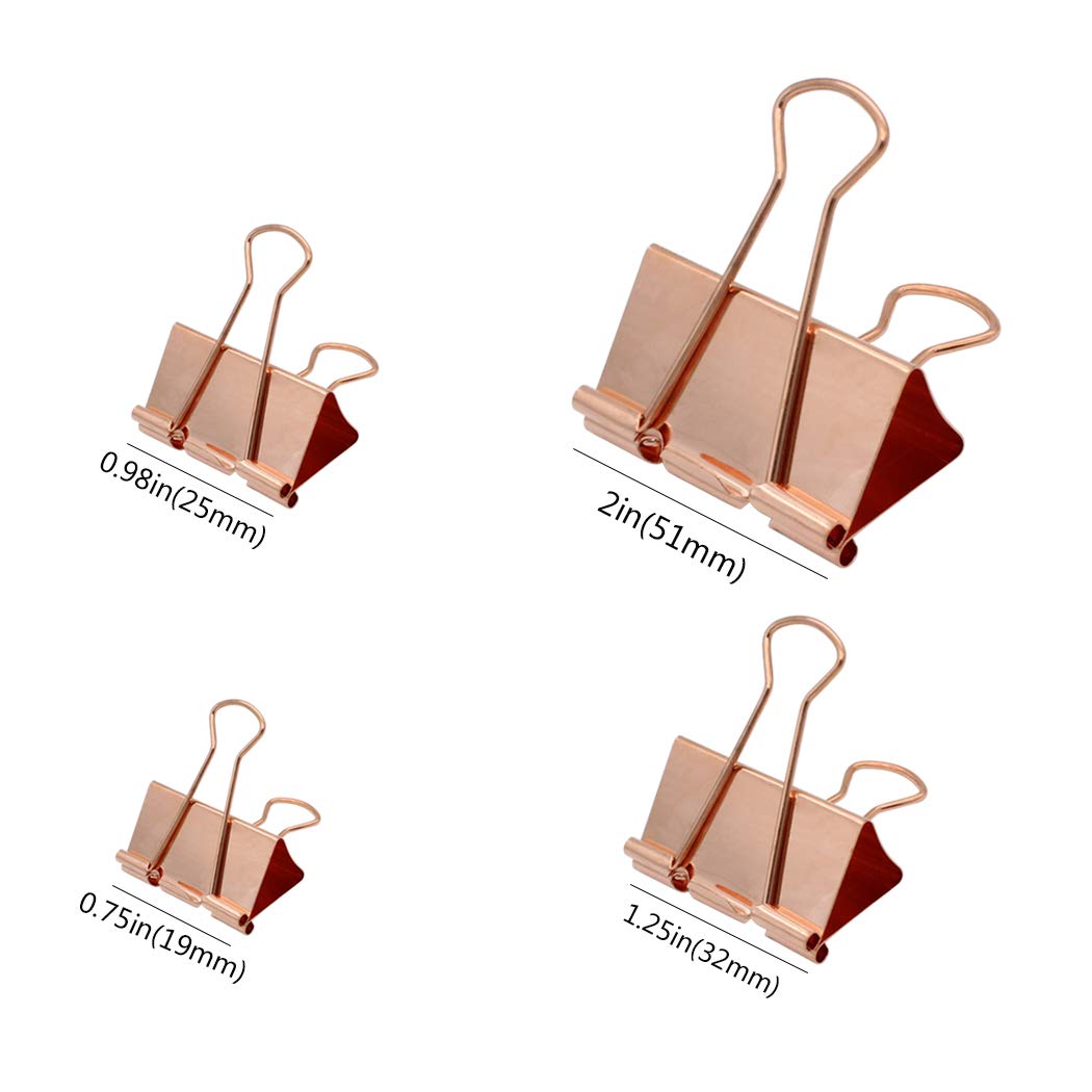 Zoohot Binder Clips Paper Clamps Assorted Sizes 45 Count, 2 inch, 1.25 inch, 0.98 inch, 0.75 inch