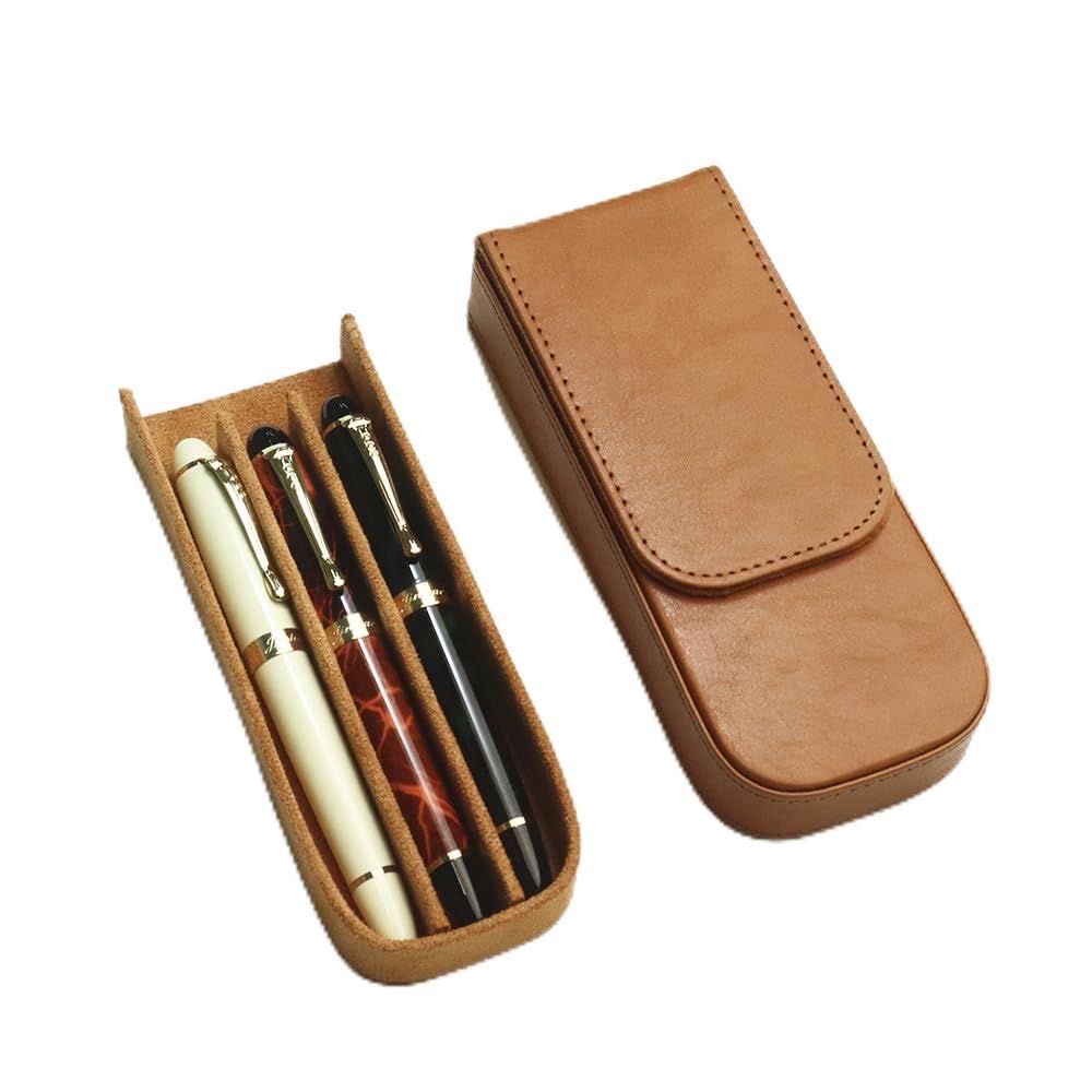 MIVLXLX PU Leather Fountain Pen Case, Pen Storage Tray Organizer(brown)