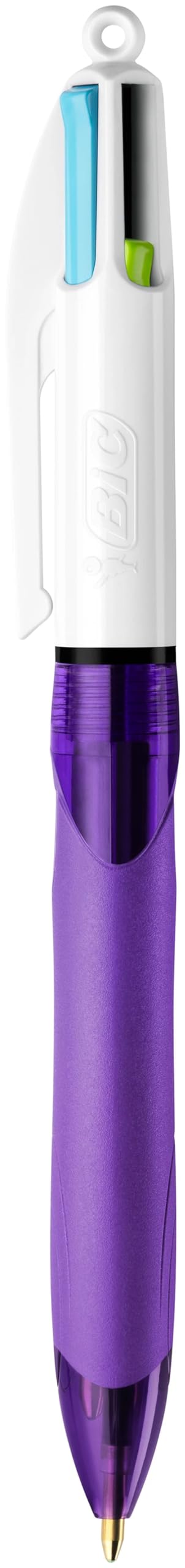 BIC 4 Colours Grip Retractable Ball Pens - Box of 12- Medium Point (1.0 mm) - Extra-Comfort Grip