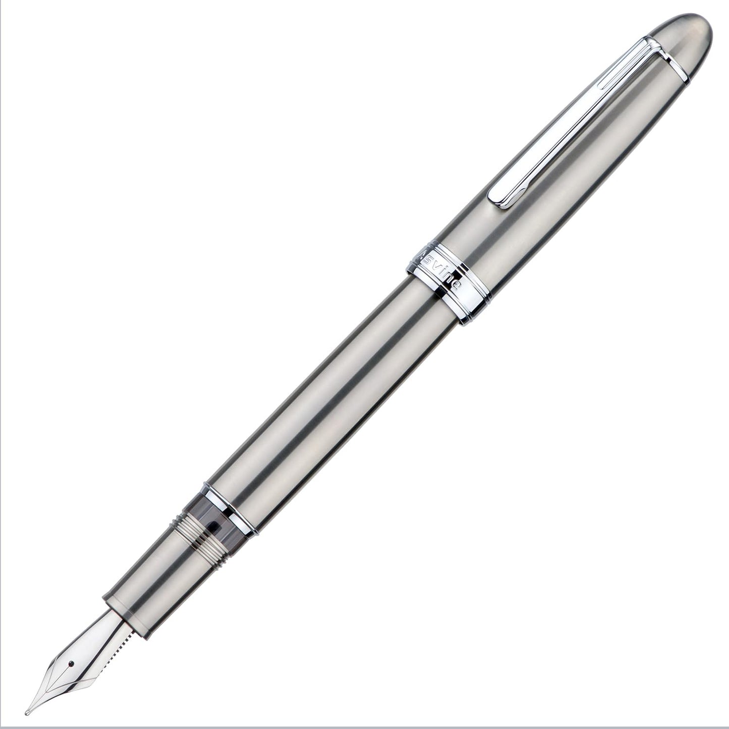 Asvine J16 Solid Titanium Fountain Pen Jowo Fine Nib Piston Filling, Ink Window Design with Wrench