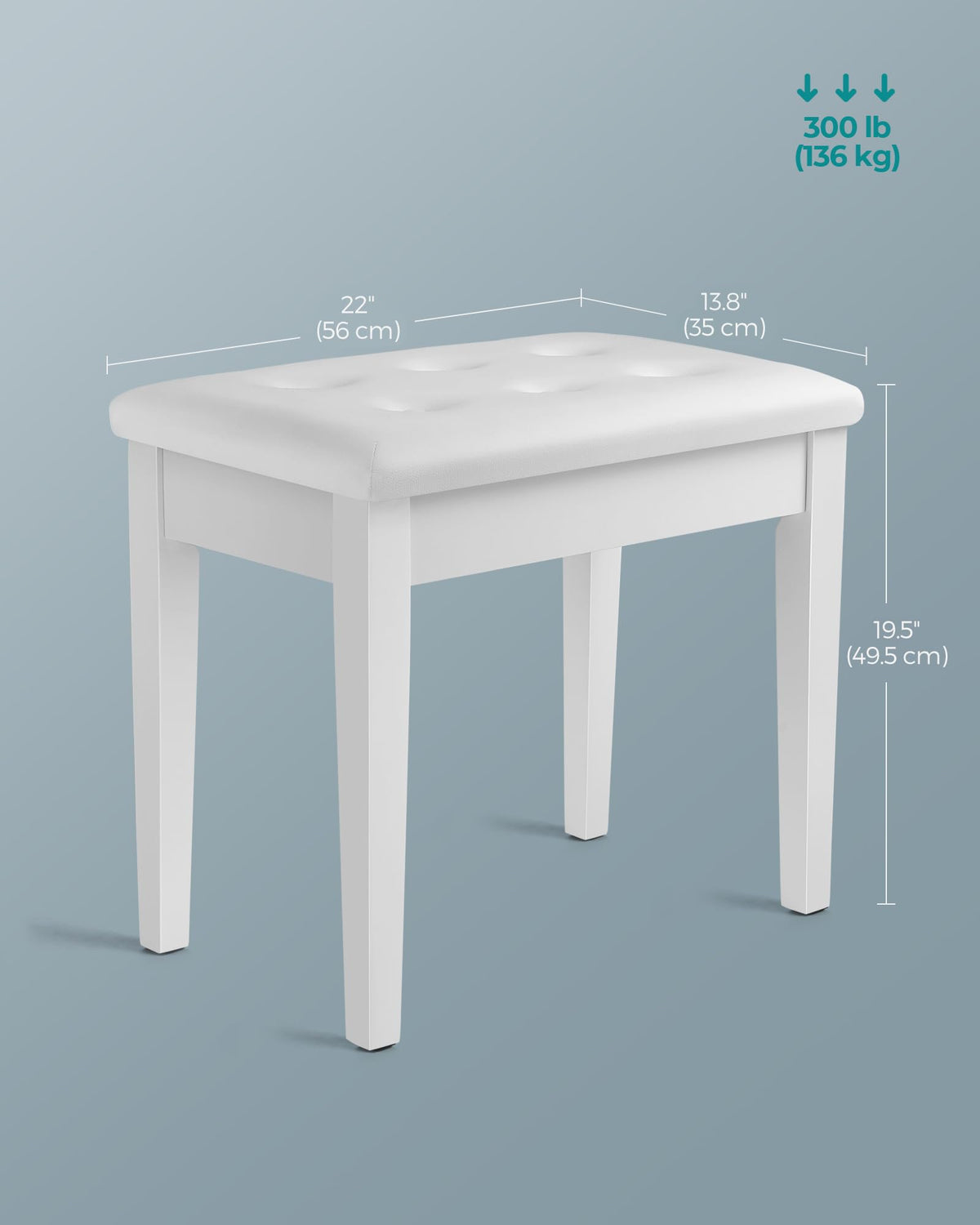 SONGMICS Wooden Piano Bench with Padded Cushion and Storage Compartment