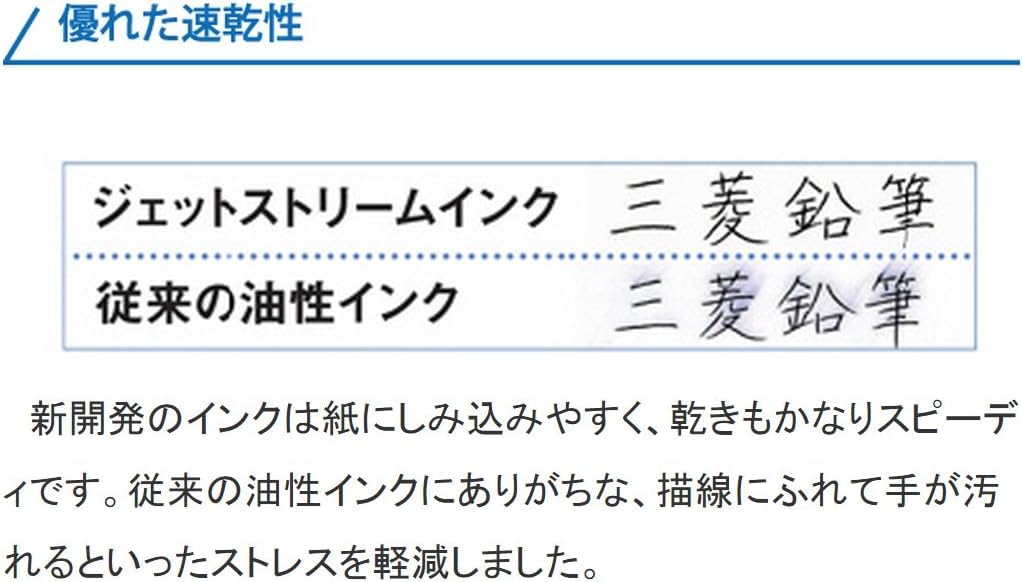 Mitsubishi Pencil SXN15010.33 Permanent Ballpoint Pen Jet Stream 10 Pens 1.0 Blue Easy Writing