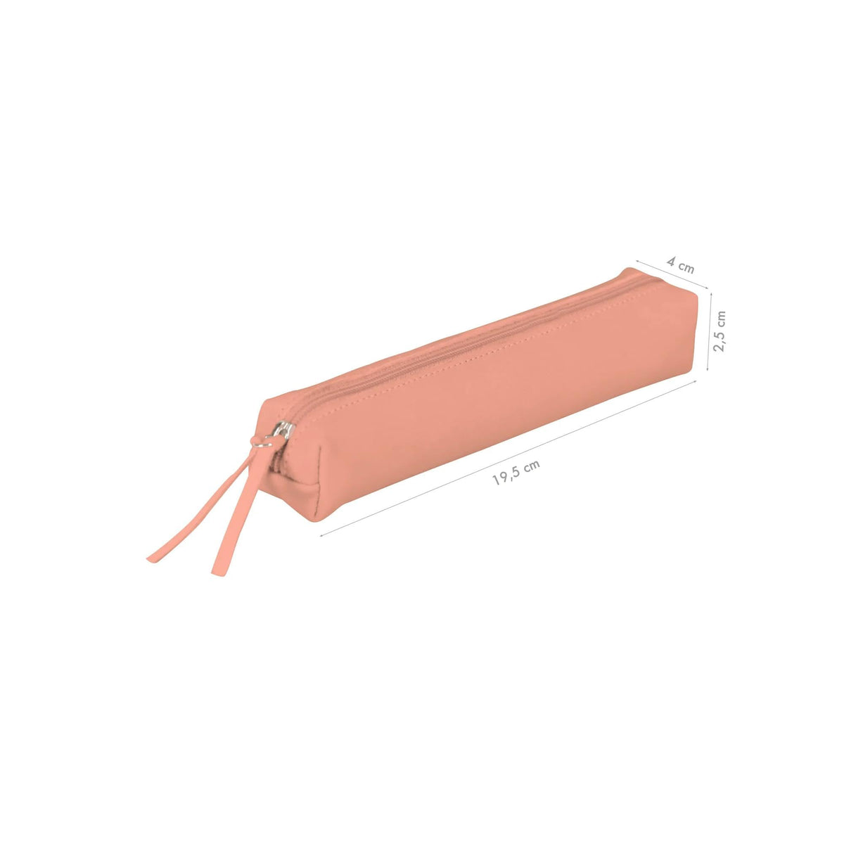 Clairefontaine - Coral Pink Slim Leather Pencil Case - 19.5 x 2.5 x 4cm, Genuine Lambskin Leather