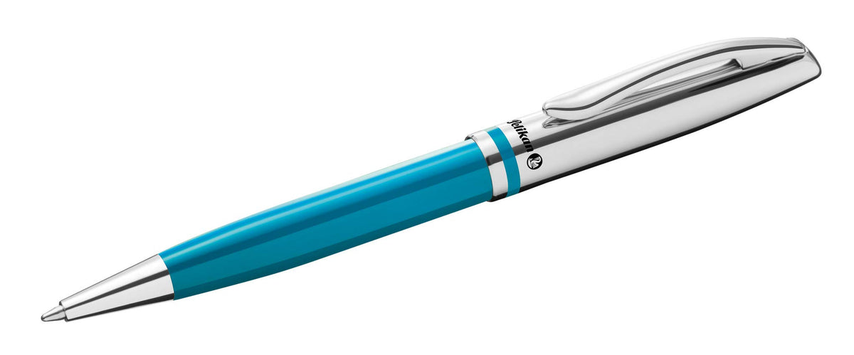 Pelikan Jazz Classic Ballpoint Pen, Medium Nib, Blue Ink Refill Included, Metal, Petrol, Blister